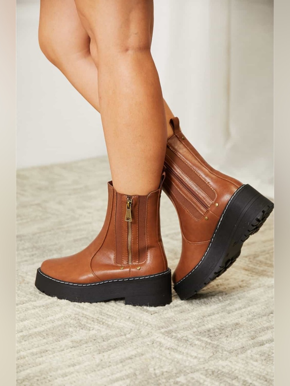 Forever Link Side Zip Platform Boots - Picture 2 of 5